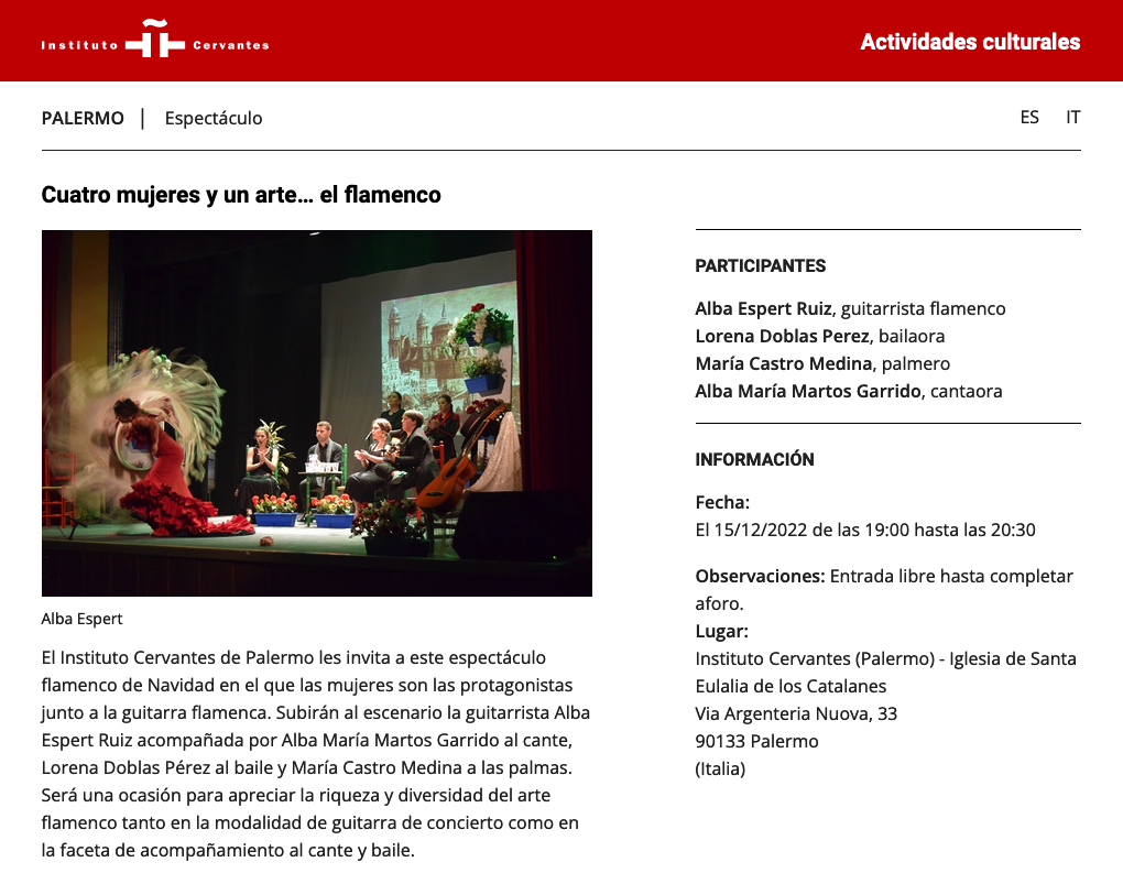 Cartel o imagen de Cuatro mujeres y un arte… el flamenco