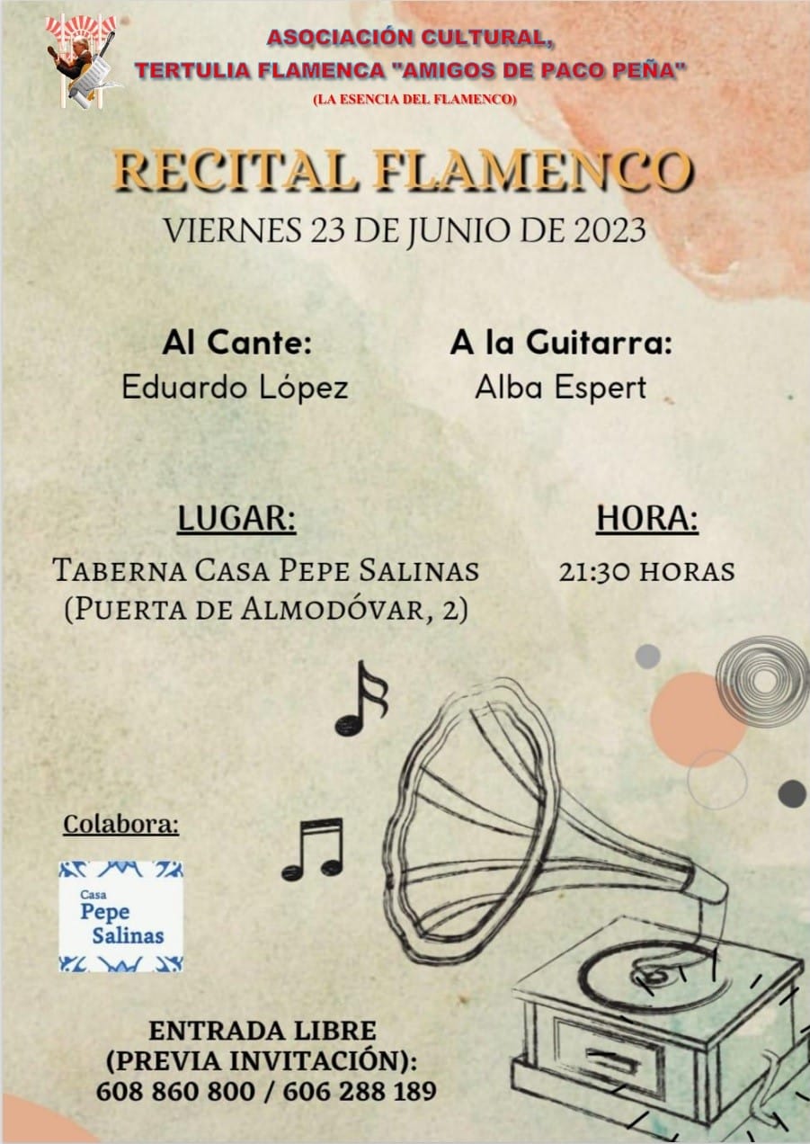 Cartel o imagen de Recital Flamenco · Acompañando el cante de Eduardo López