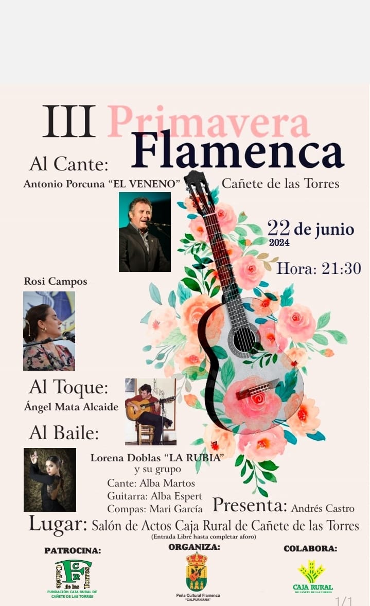Cartel o imagen de III Primavera Flamenca · Acompañando el baile de Lorena Doblas