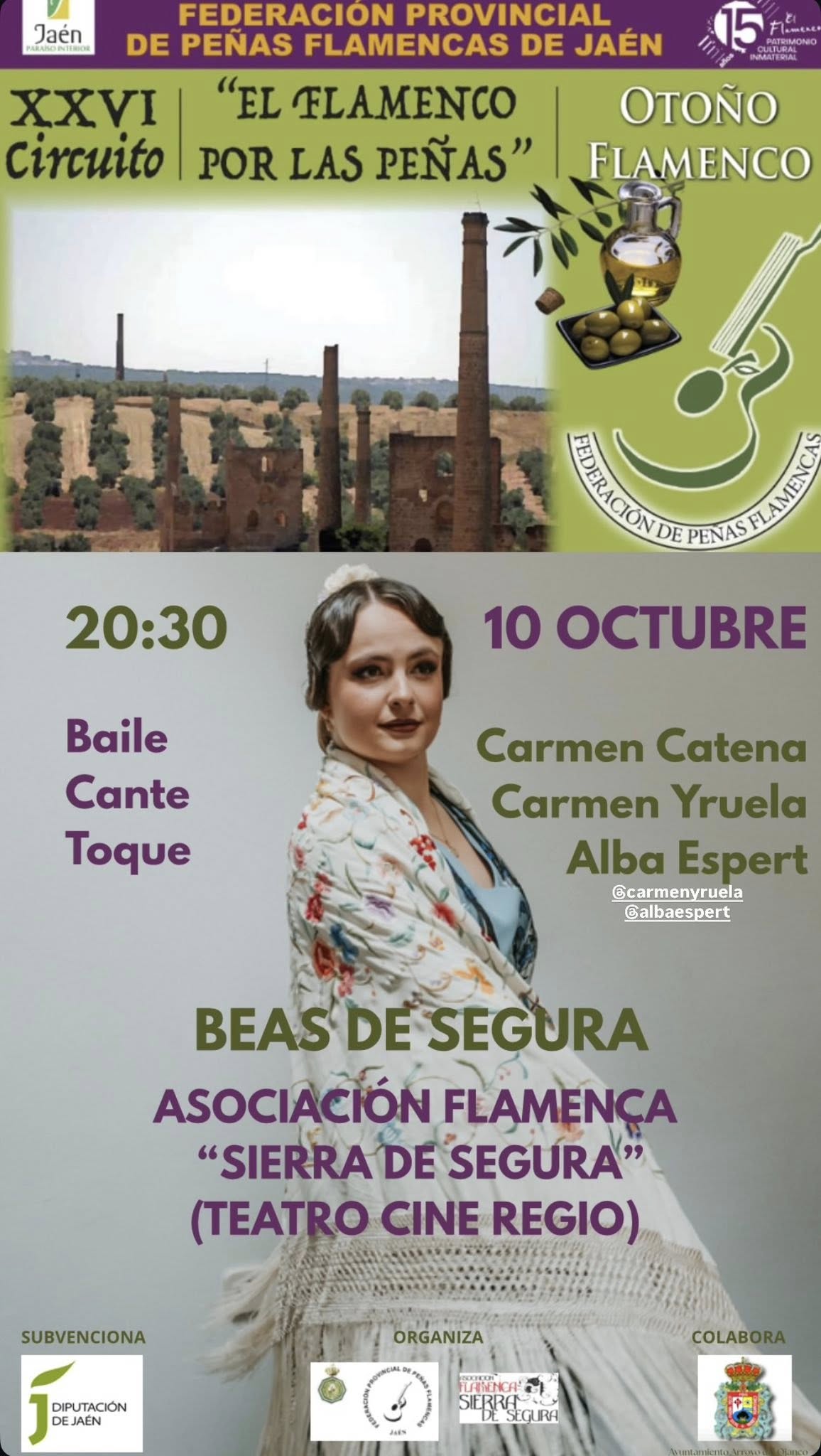 Cartel o imagen de XXVI Circuito Flamenco por las Peñas - Otoño Flamenco · Acompañando el baile de Carmen Catena